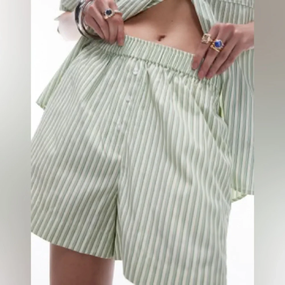 Topshop Green and White Striped boxer Shorts